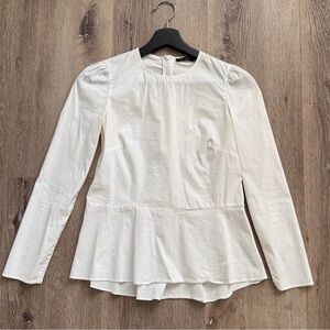 Massimo Dutti White Peplum Blouse
